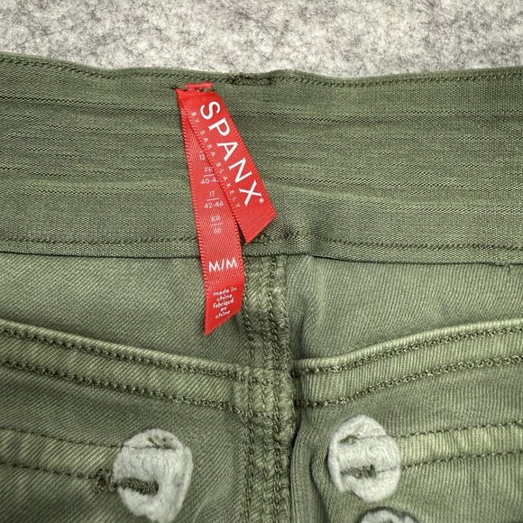 SPANX Stretch Twill Ankle Cargo Pants Pull On Army Green Slimming Women’s M - Picture 9 of 16